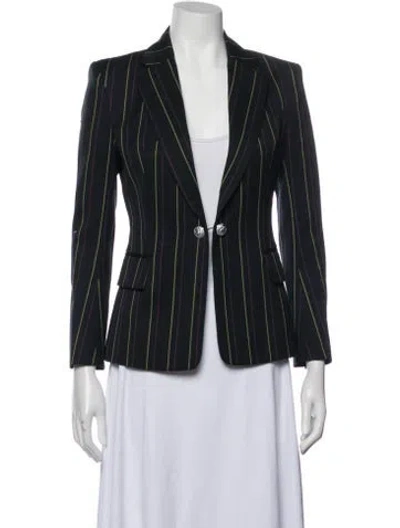 Pre-owned Balmain Wool Striped Blazer In Blue