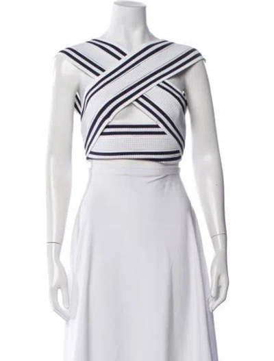 Pre-owned Balmain Wool Striped Crop Top In Blue