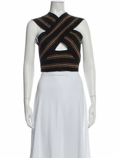 Pre-owned Balmain Wool Striped Crop Top In White