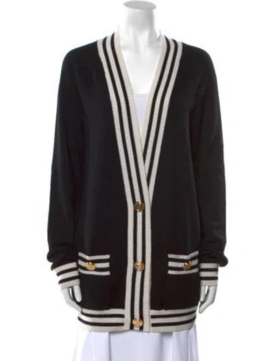 Pre-owned Balmain Wool Striped Sweater In Black