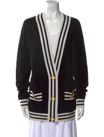 Pre-owned Balmain Wool Striped Sweater In Black