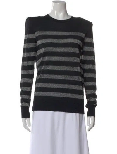 Pre-owned Balmain Wool Striped Sweater In Black