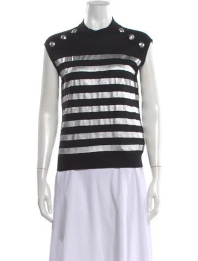 Pre-owned Balmain Wool Striped Sweater In Black