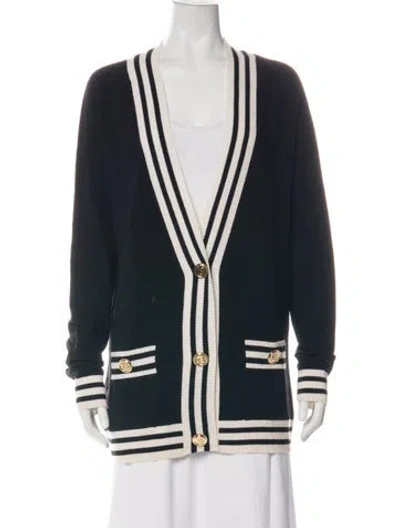 Pre-owned Balmain Wool Striped Sweater In Black