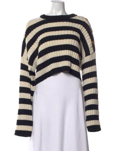 Pre-owned Balmain Wool Striped Sweater In Black
