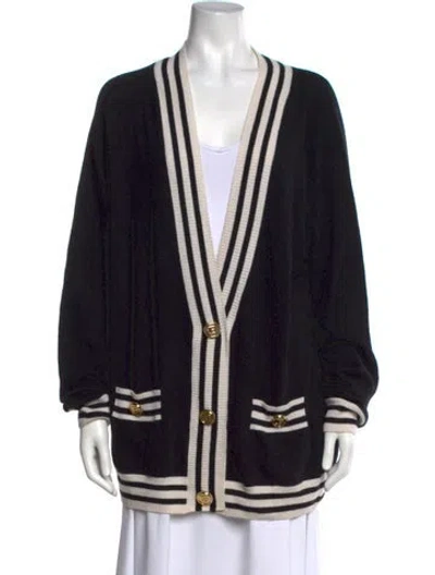 Pre-owned Balmain Wool Striped Sweater In Black