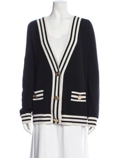 Pre-owned Balmain Wool Striped Sweater In Blue