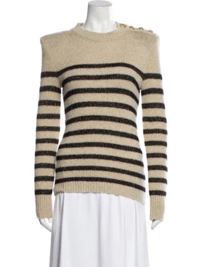 Pre-owned Balmain Wool Striped Sweater In Neutral