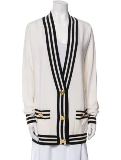 Pre-owned Balmain Wool Striped Sweater In White