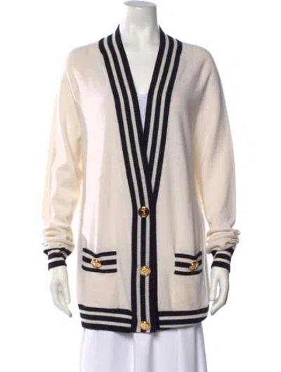 Pre-owned Balmain Wool Striped Sweater In White