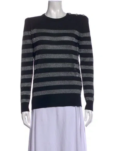 Pre-owned Balmain Wool Striped Top In Black