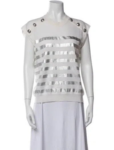 Pre-owned Balmain Wool Striped Top In White