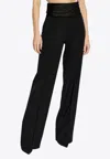 Balmain Wool Tailored Pants With Satin Waistband In Black