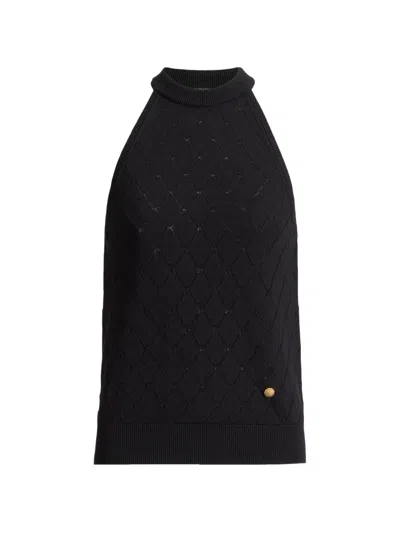 Balmain Wool Top In Black
