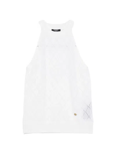 Balmain Wool Top In White