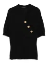 Balmain Wool Top With Buttons In Black