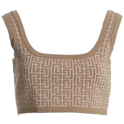 Balmain Wool Tops & Women's T-shirt In Brown