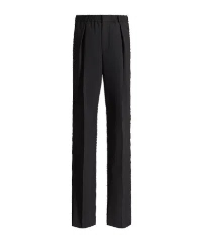 Balmain Wool Trousers With Elasticated Waist In Blue