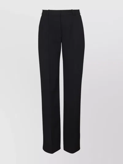 Balmain Wool Trousers With Front Pleats And Wide Leg In Black