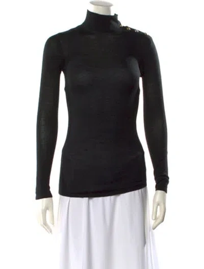 Pre-owned Balmain Wool Turtleneck Sweater In Black
