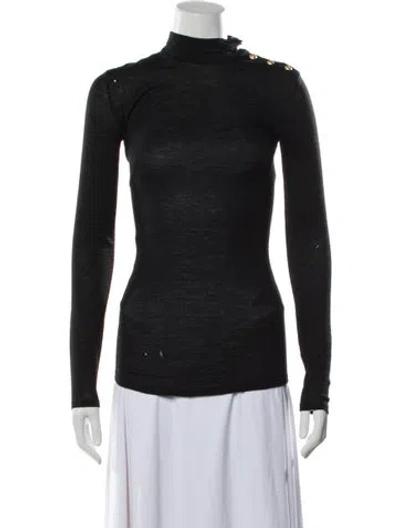 Pre-owned Balmain Wool Turtleneck Sweater In Black