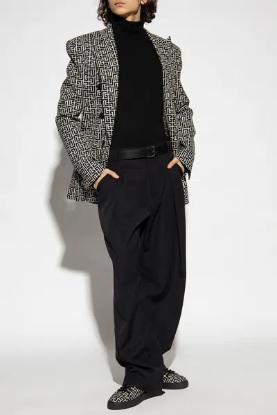 Balmain Wool Turtleneck Sweater In Black