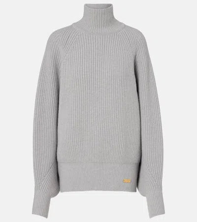 Balmain Wool Turtleneck Sweater In Gray