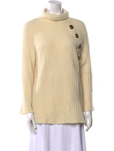 Pre-owned Balmain Wool Turtleneck Sweater In Neutral