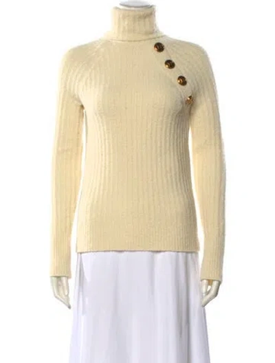 Pre-owned Balmain Wool Turtleneck Sweater In Neutral