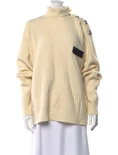 Pre-owned Balmain Wool Turtleneck Sweater In Neutrals