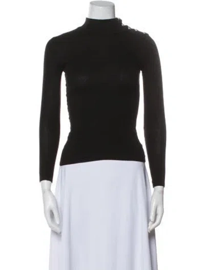 Pre-owned Balmain Wool Turtleneck Top In Black