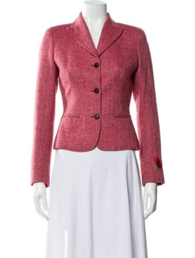 Pre-owned Balmain Wool Tweed Pattern Blazer In Pink