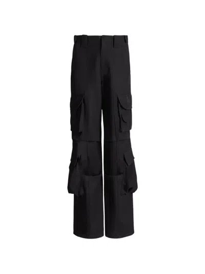 Balmain Wool Twill Cargo Pants In Black