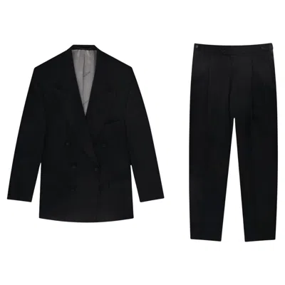Pre-owned Balmain Wool Two-piece Suit In Black