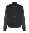 Balmain Varsity Jacket In Grain De Poudre Wool And Satin In Black