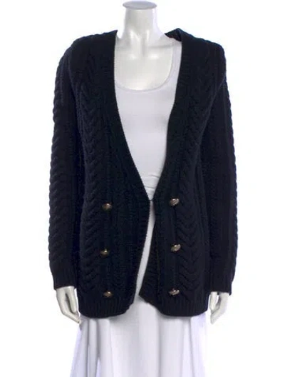 Pre-owned Balmain Wool V-neck Sweater In Black