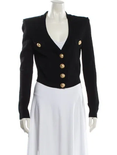 Pre-owned Balmain Wool V-neck Sweater In Black