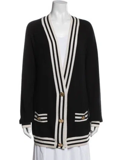Pre-owned Balmain Wool V-neck Sweater In Black