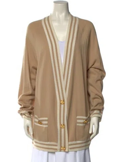 Pre-owned Balmain Wool V-neck Sweater In Neutral