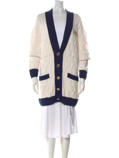 Pre-owned Balmain Wool V-neck Sweater In Neutral