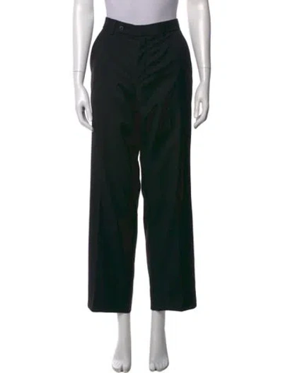 Pre-owned Balmain Wool Wide Leg Pants In Black