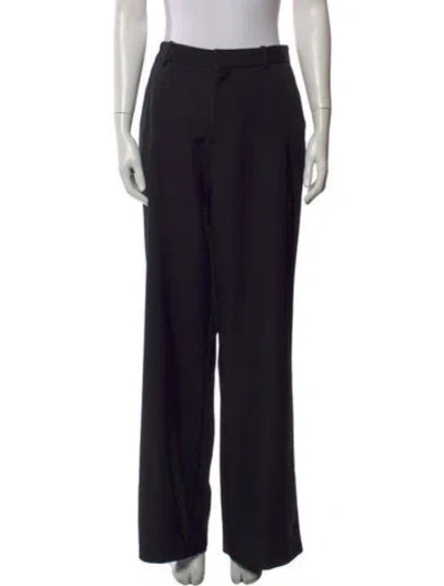 Pre-owned Balmain Wool Wide Leg Pants In Black