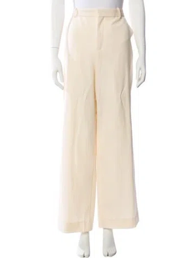 Pre-owned Balmain Wool Wide Leg Pants In Neutral