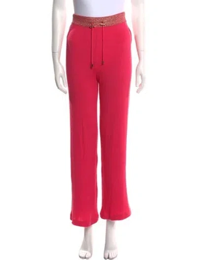 Pre-owned Balmain Wool Wide Leg Pants In Pink