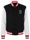 Balmain Wool/eco-leather Varsity Jacket W/patch In Black