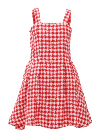 Balmain Kids' Woven Dress In Red