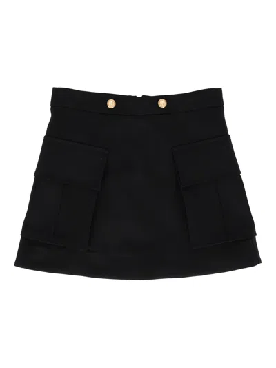 Balmain Kids'  Woven Skirt In Black