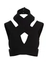 Balmain Cut-out Ribbed Cropped Top In Black