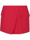 Balmain 4 Poches Jupe Courte Asymetrique En Crêpe In Rot