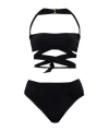 Balmain Wrap-effect Halter Bikini In Black